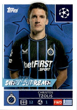 Christos Tzolis Club Brugge samolepka Topps UEFA Champions League 2025/26  #489