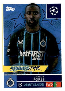 Carlos Forbs Club Brugge samolepka Topps UEFA Champions League 2025/26  #490
