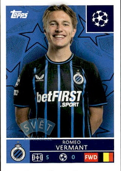 Romeo Vermant Club Brugge samolepka Topps UEFA Champions League 2025/26  #491