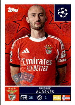 Fredrik Aursnes SL Benfica samolepka Topps UEFA Champions League 2025/26  #559