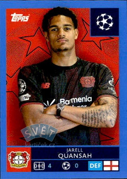 Jarell Quansah Bayern Munchen samolepka Topps UEFA Champions League 2025/26 Blue Parallel #131