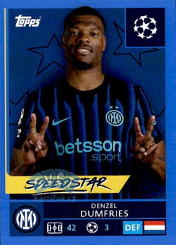 Denzel Dumfries Internazionale Milano samolepka Topps UEFA Champions League 2025/26 Blue Parallel #214