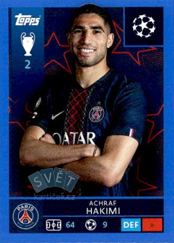 Achraf Hakimi Paris Saint-Germain samolepka Topps UEFA Champions League 2025/26 Blue Parallel #359