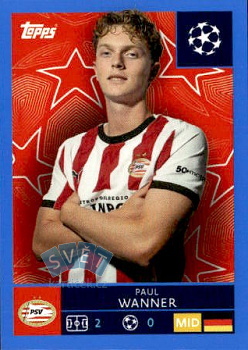 Paul Vanner PSV Eindhoven samolepka Topps UEFA Champions League 2025/26 Blue Parallel #377