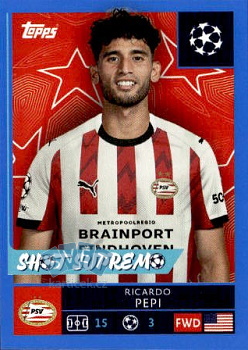 Ricardo Pepi Sporting CP samolepka Topps UEFA Champions League 2025/26 Blue Parallel #379