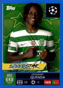 Geovany Quenda Sporting CP samolepka Topps UEFA Champions League 2025/26 Blue Parallel #421