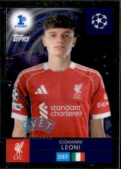 Giovanni Leoni AFC Ajax samolepka Topps UEFA Champions League 2025/26 Chrome Parallel #297