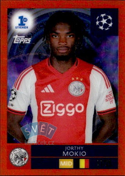 Jorthy Mokio  samolepka Topps UEFA Champions League 2025/26 Chrome Parallel /25 #286