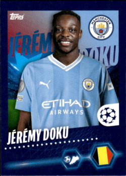 Jeremy Doku Manchester City samolepka Topps UEFA Champions League 2023/24 #308