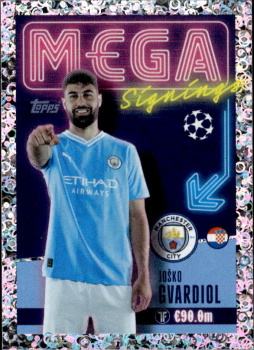 Josko Gvardiol Manchester City samolepka Topps UEFA Champions League 2023/24 Mega Signings #729