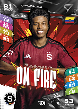 John Mercado Sparta Praha SportZoo Chance Liga TCG Duel 2026/27 On Fire #OF-03