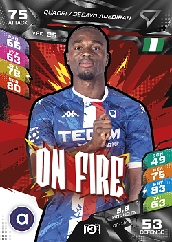 Quadri Adebayo Adediran Artis Brno SportZoo Chance Liga TCG Duel 2026/27 On Fire #OF-18