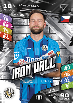Adam Zadrazil Hradec Kralove SportZoo Chance Liga TCG Duel 2026/27 Iron Wall #IW-10
