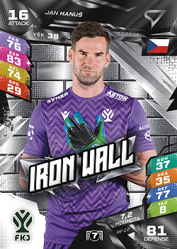 Jan Hanus Jablonec SportZoo Chance Liga TCG Duel 2026/27 Iron Wall #IW-12