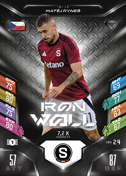 Matej Rynes Sparta Praha SportZoo Chance Liga 2025/26 TCG Duel Iron Wall #IW-12
