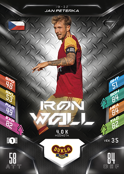 Jan Peterka Dukla Praha SportZoo Chance Liga 2025/26 TCG Duel Iron Wall #IW-32