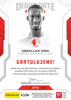 2020-21 SportZoo Abdallah Sima Debut Date Rookie, Slavia Prague,Brighton FC  /199