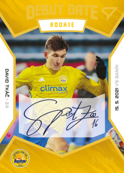 David Tkac Zlin SportZoo FORTUNA:LIGA 2021/22 2. serie Debut Date Rookie Auto /99 #DR11