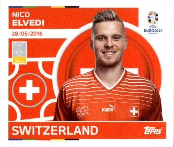 Nico Elvedi Switzerland samolepka Topps EURO 2024 #SUI8