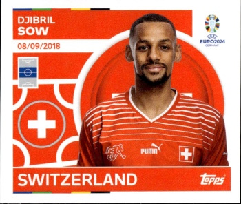 Djibril Sow Switzerland samolepka Topps EURO 2024 #SUI15