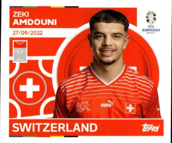 Zeki Amdouni Switzerland samolepka Topps EURO 2024 #SUI19