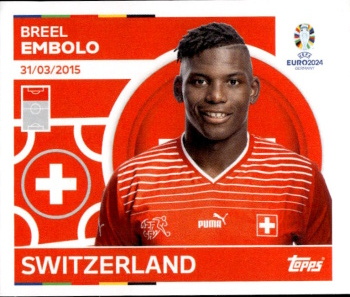 Breel Embolo Switzerland samolepka Topps EURO 2024 #SUI20
