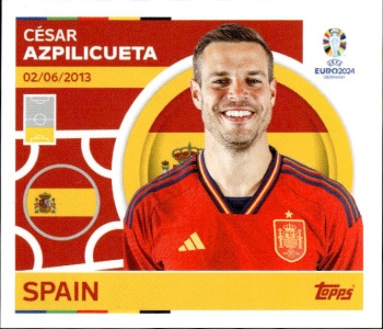 Cesar Azpilicueta Spain samolepka Topps EURO 2024 #ESP5