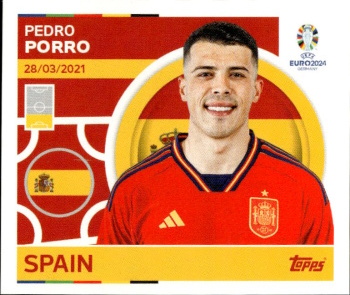 Pedro Porro Spain samolepka Topps EURO 2024 #ESP6