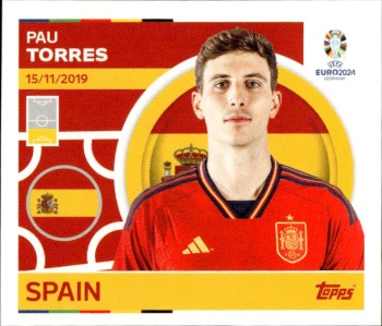 Pau Torres Spain samolepka Topps EURO 2024 #ESP9