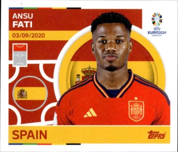 Ansu Fati Spain samolepka Topps EURO 2024 #ESP20