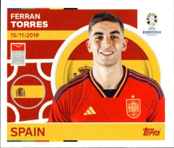 Ferran Torres Spain samolepka Topps EURO 2024 #ESP21