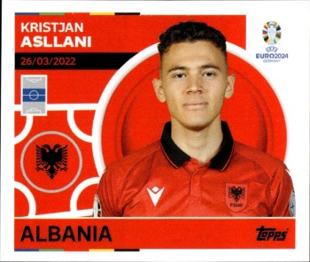 Kristjan Asllani Albania samolepka Topps EURO 2024 #ALB13
