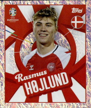 Rasmus Hojlund Denmark samolepka Topps EURO 2024 #DEN-PTW