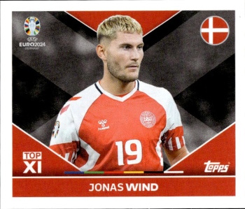 Jonas Wind Denmark samolepka Topps EURO 2024 #DEN-TOP2