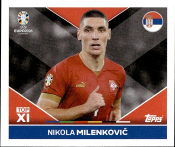 Nikola Milenkovic Serbia samolepka Topps EURO 2024 #SRB-TOP1