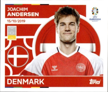 Joachim Andersen Denmark samolepka Topps EURO 2024 #DEN7
