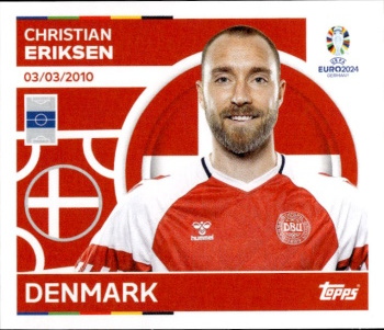 Christian Eriksen Denmark samolepka Topps EURO 2024 #DEN13