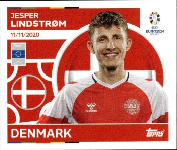 Jesper Lindstrom Denmark samolepka Topps EURO 2024 #DEN14