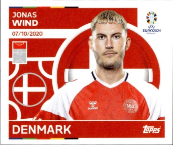 Jonas Wind Denmark samolepka Topps EURO 2024 #DEN18