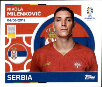 Nikola Milenkovic Serbia samolepka Topps EURO 2024 #SRB8