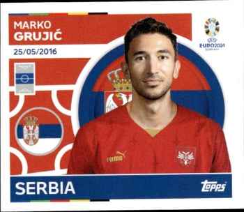 Marko Grujic Serbia samolepka Topps EURO 2024 #SRB14