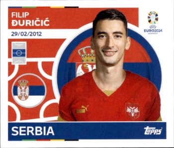 Filip Duricic Serbia samolepka Topps EURO 2024 #SRB16