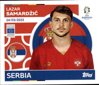 Lazar Samardzic Serbia samolepka Topps EURO 2024 #SRB17