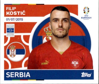 Filip Kostic Serbia samolepka Topps EURO 2024 #SRB18