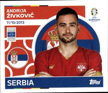 Andrija Zivkovic Serbia samolepka Topps EURO 2024 #SRB19