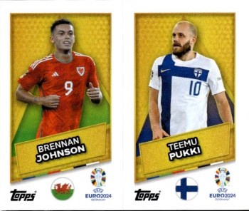 Brennan Johnson / Teemu Pukki Wales / Finland samolepka Topps EURO 2024 #WAL-FIN-SP