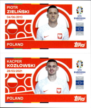 Piotr Zielinski / Kacper Kozlowski Poland samolepka Topps EURO 2024 #POL10-11