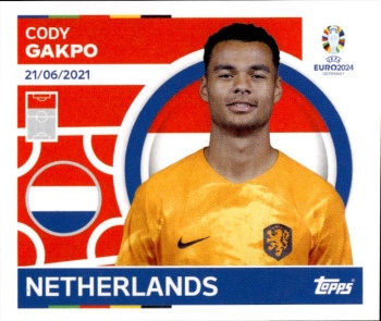 Cody Gakpo Netherlands samolepka Topps EURO 2024 #NED18