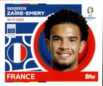 Warren Zaire-Emery France samolepka Topps EURO 2024 #FRA16