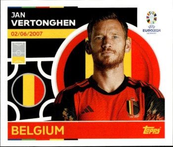 Jan Vertonghen Belgium samolepka Topps EURO 2024 #BEL5